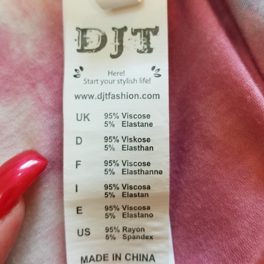 Djt Fashion Tie Dye-Look Knit Blouse - Picture 6 of 6